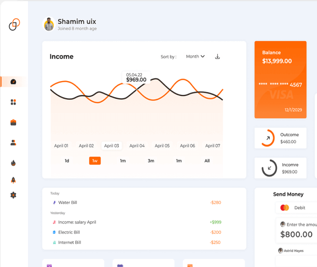 screenshot of dashboard